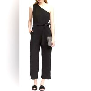 Banana Republic Black One Shoulder Jumpsuit (size 6)